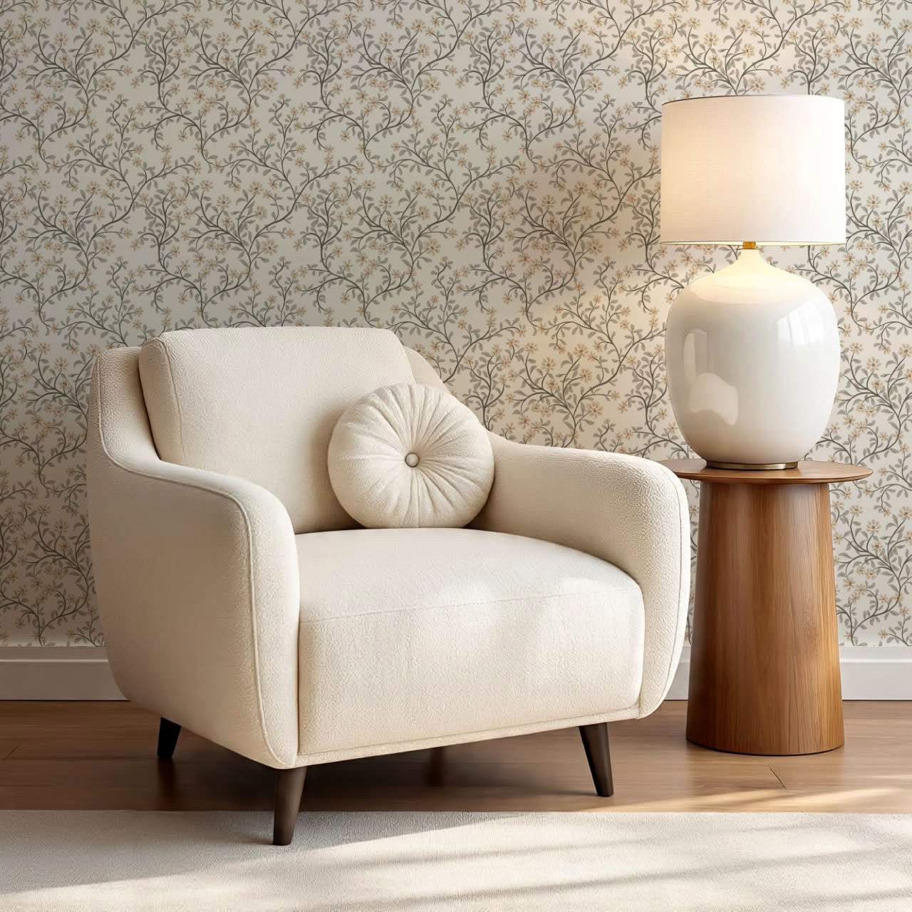 Brie Climbing Floral Butter Wallpaper