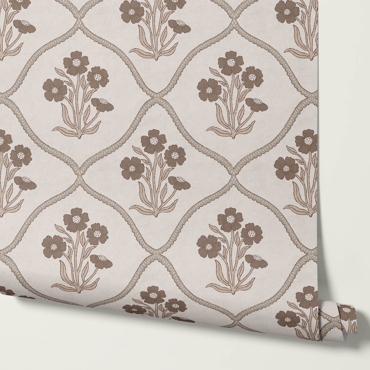 Brigida Garden Weave Pale Oak Brown Wallpaper