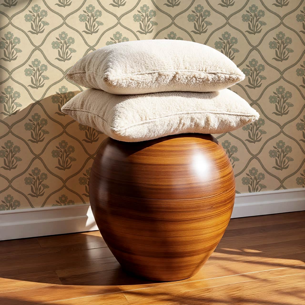 Brigida Garden Weave Almond Green Smoke Wallpaper