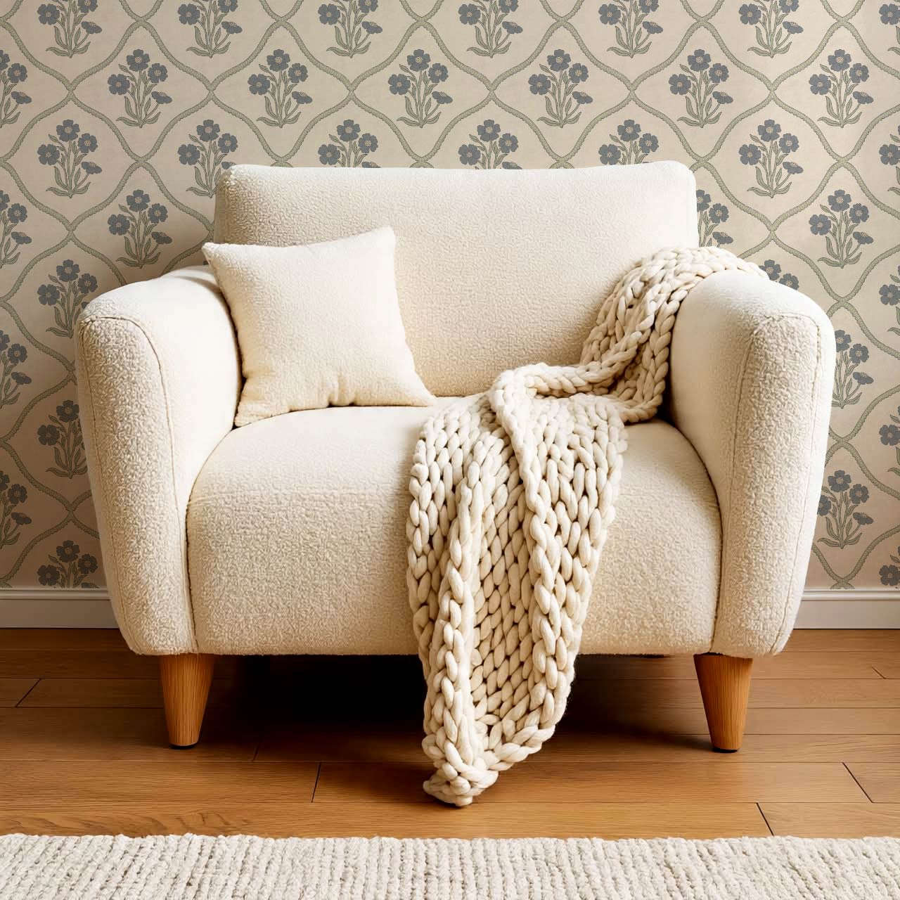 Brigida Garden Weave Almond Slate Wallpaper
