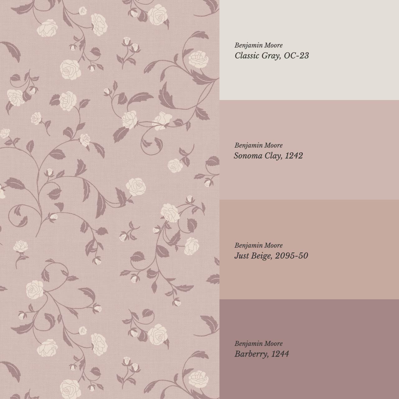 Bella Roses Mauve Wallpaper