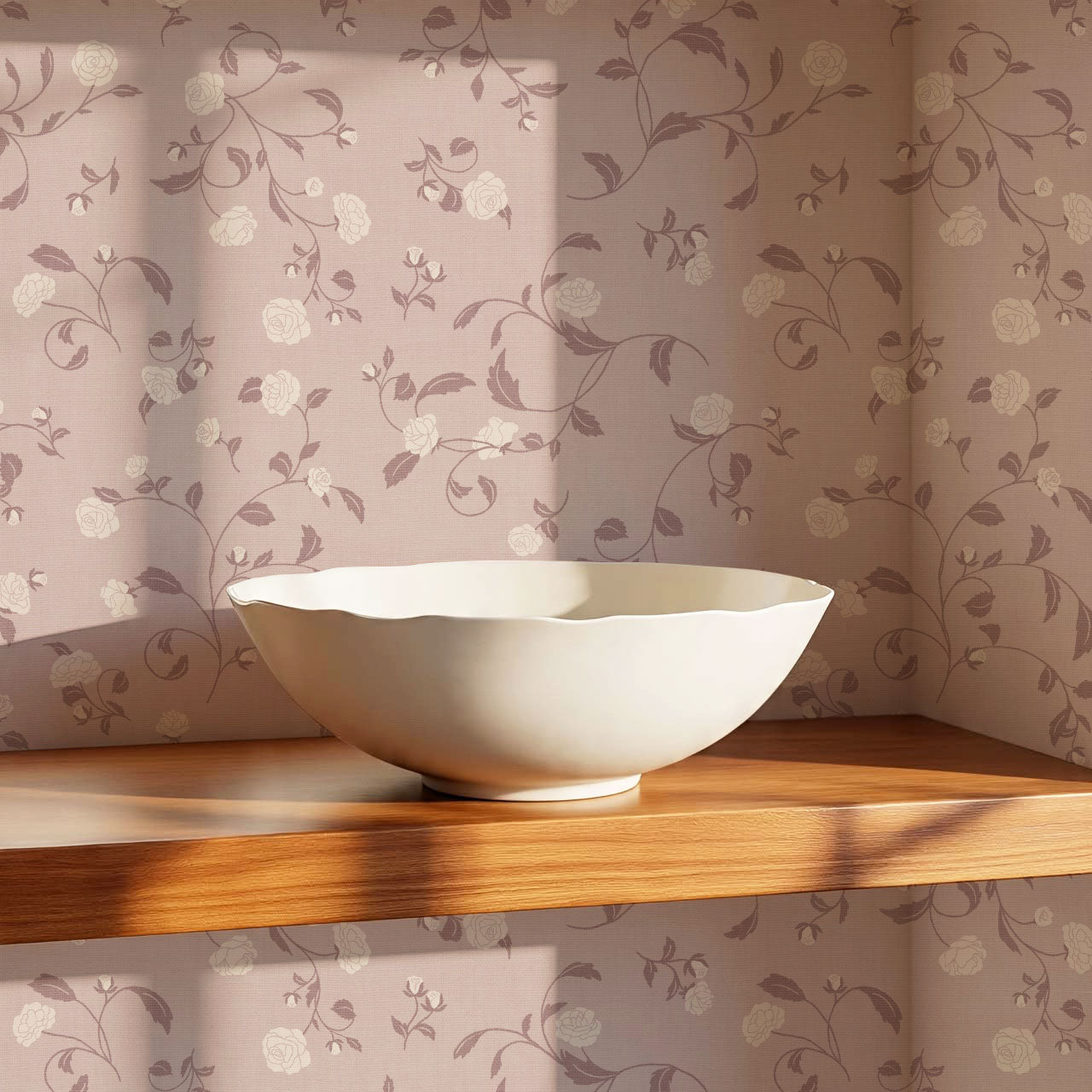 Bella Roses Mauve Wallpaper