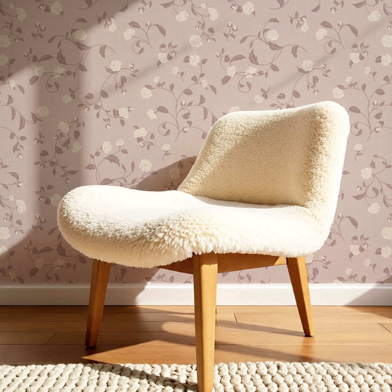 Bella Roses Mauve Wallpaper