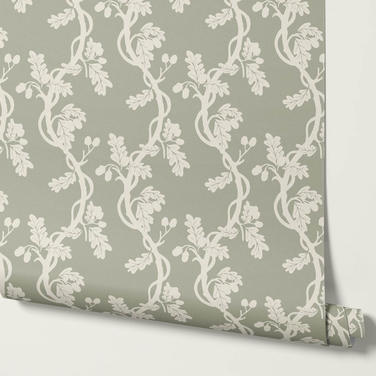 Buria Trailling Acorn Sage Cream Wallpaper