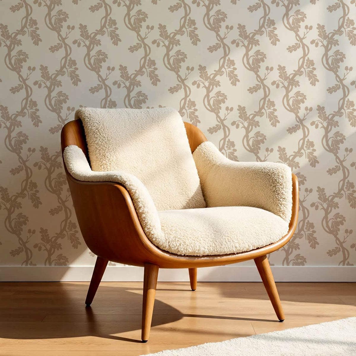 Buria Trailling Acorn Beige Cream Wallpaper