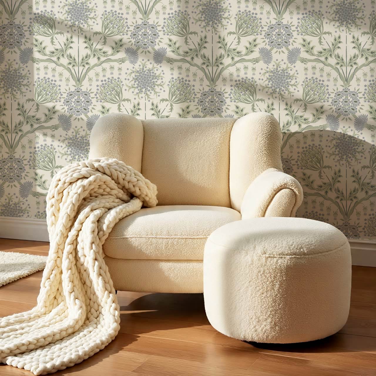 Caitronia Large Wildflowers Blue Sage Wallpaper