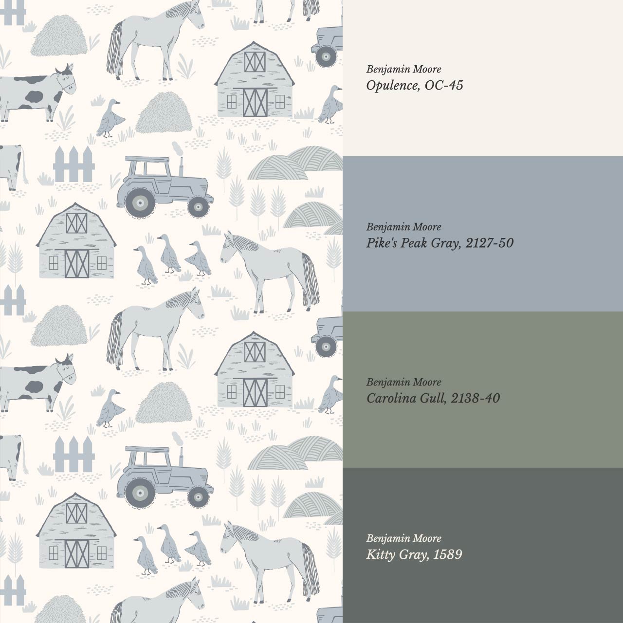 Caleb Farm Life Blue Cream Wallpaper