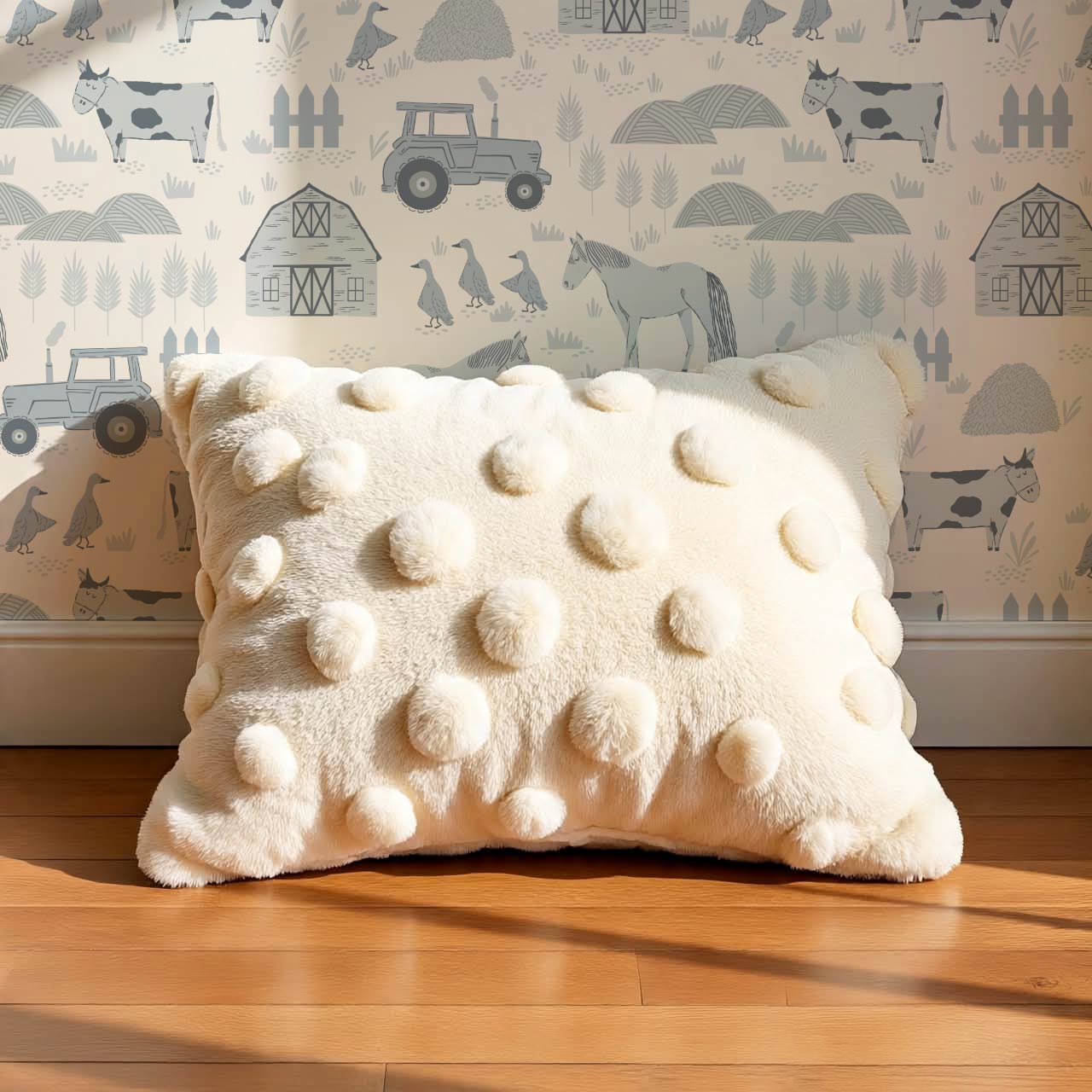 Caleb Farm Life Blue Cream Wallpaper