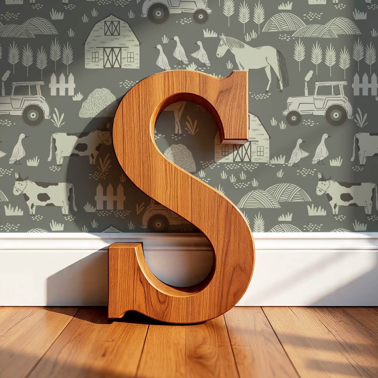 Caleb Farm Life Green Wallpaper