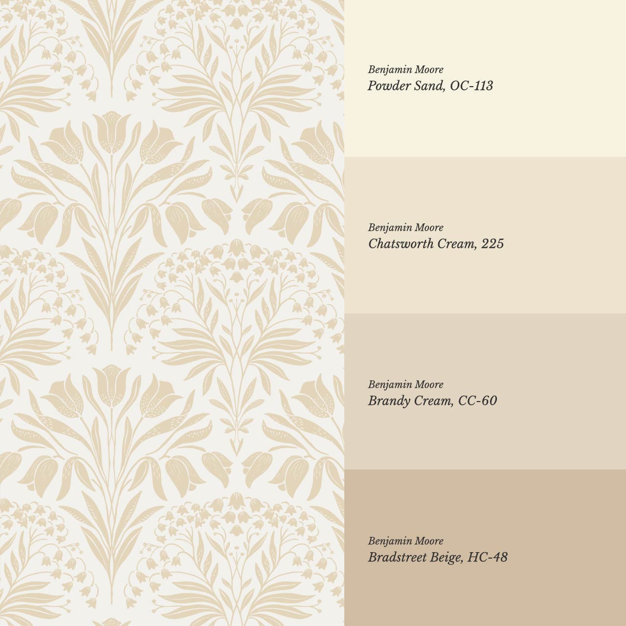 Camilla Tulip and Lily of the Valley Neutral Beige Wallpaper