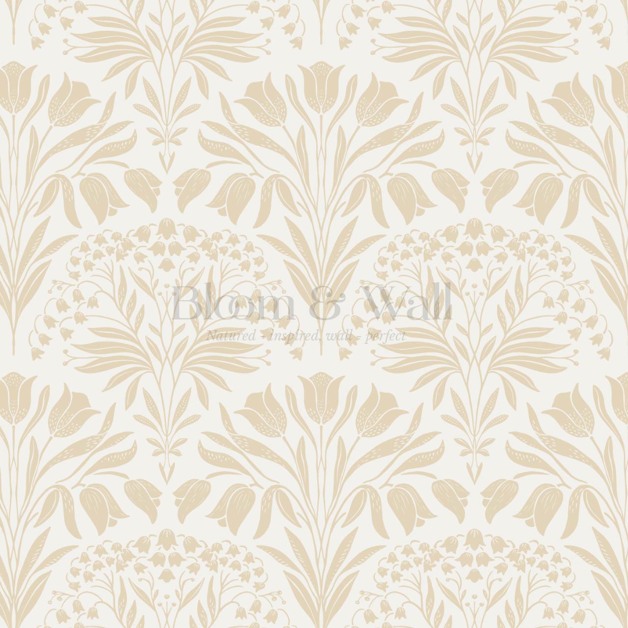 Camilla Tulip and Lily of the Valley Neutral Beige Wallpaper