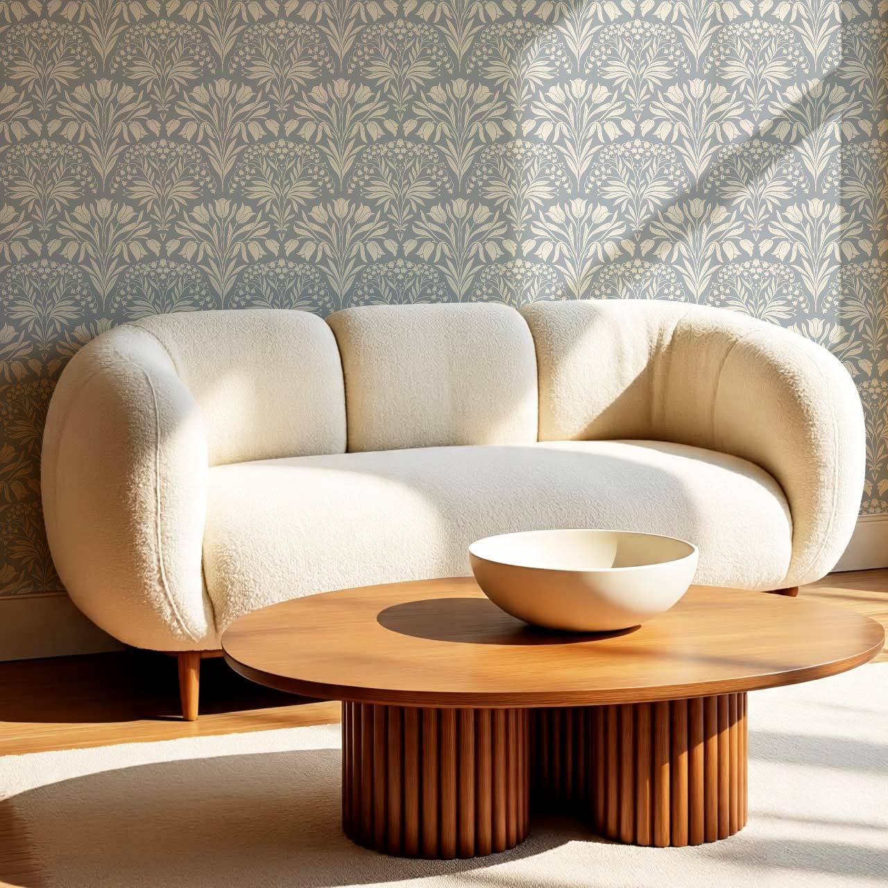 Camilla Tulip and Lily of the Valley Blue Wallpaper
