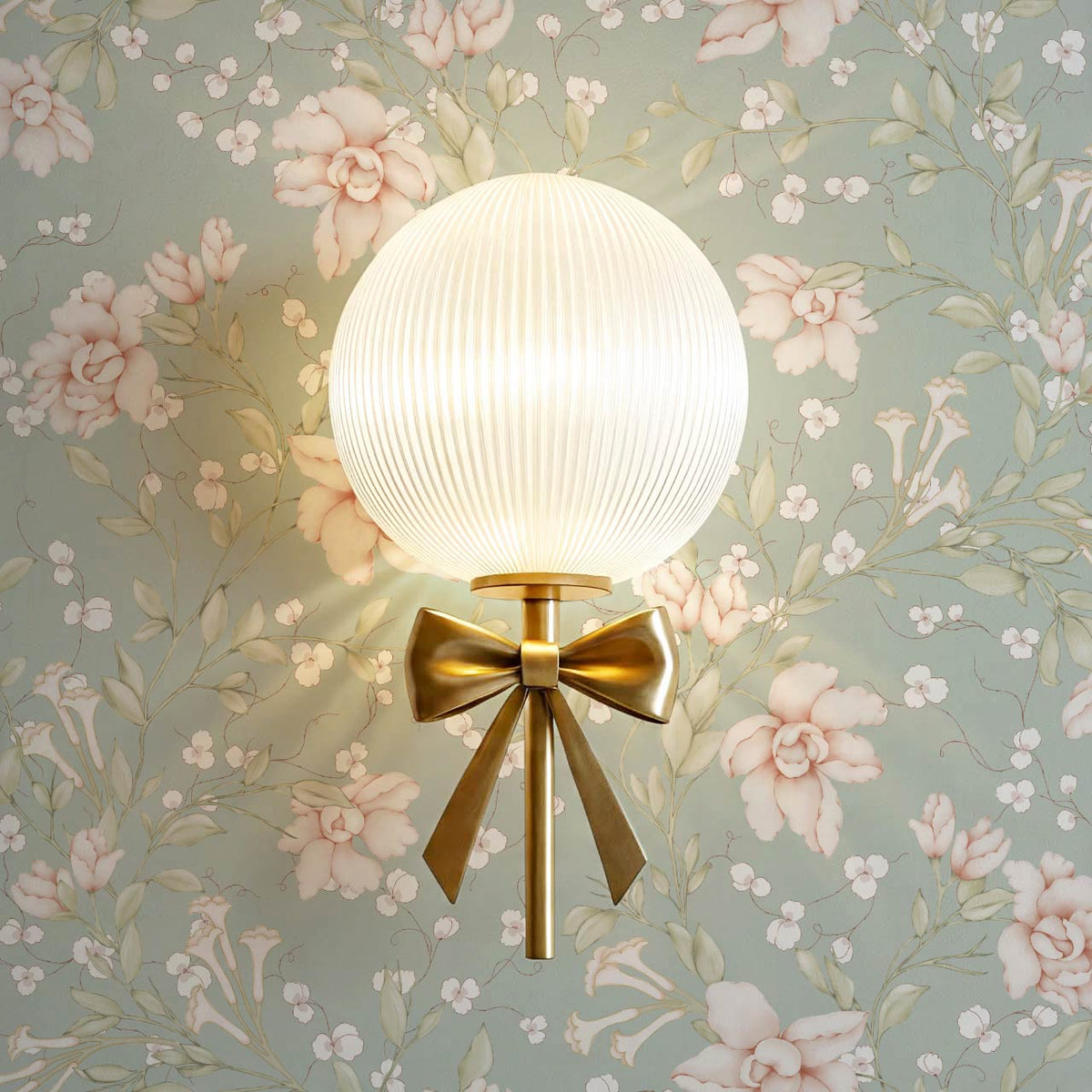 Cari Floral Blush Sea Glass Wallpaper