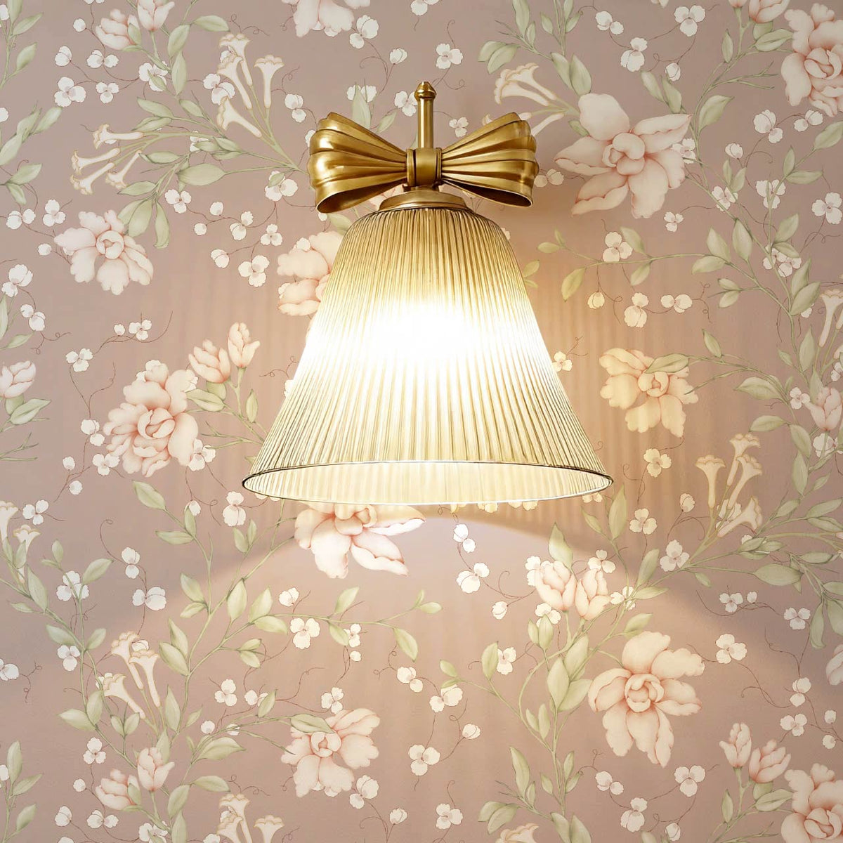 Cari Floral Mauve Cream Wallpaper