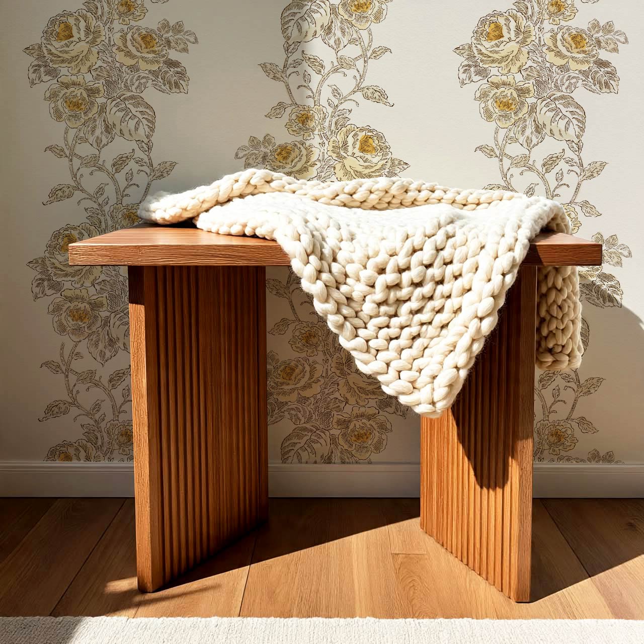 Carmelita Heritage Rose Vines Yellow Cream Wallpaper