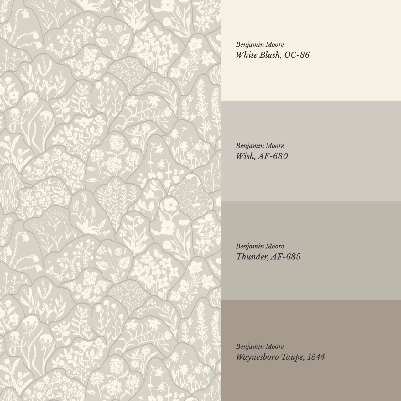 Caroline Layered Wildflowers Clay Wallpaper