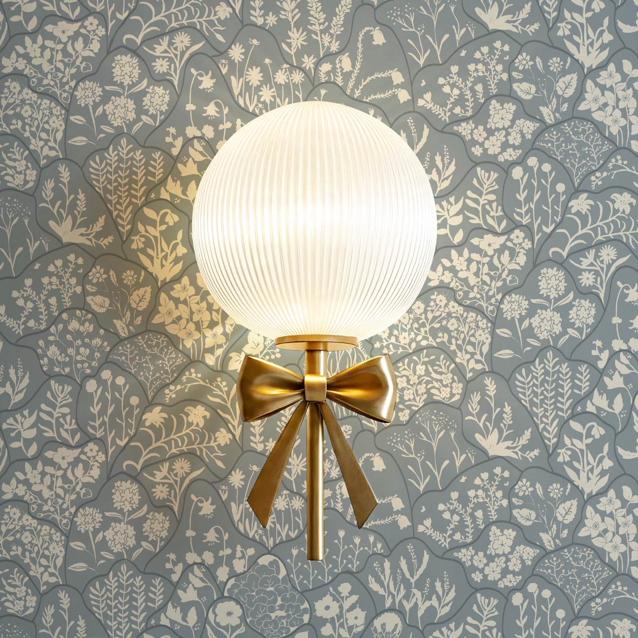 Caroline Layered Wildflowers Dove Blue Wallpaper