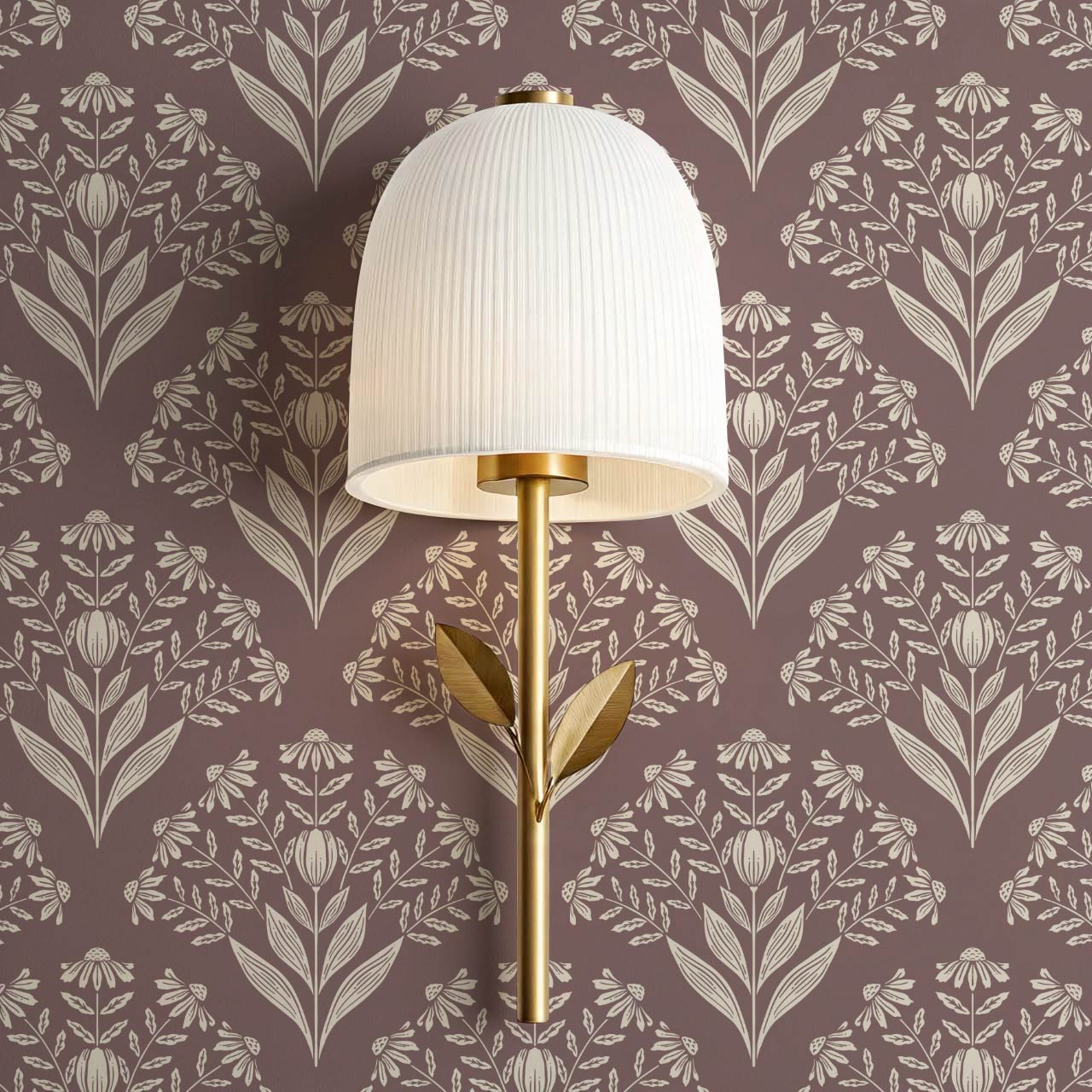Carys Daisy Fan Wine Ivory Lace Wallpaper