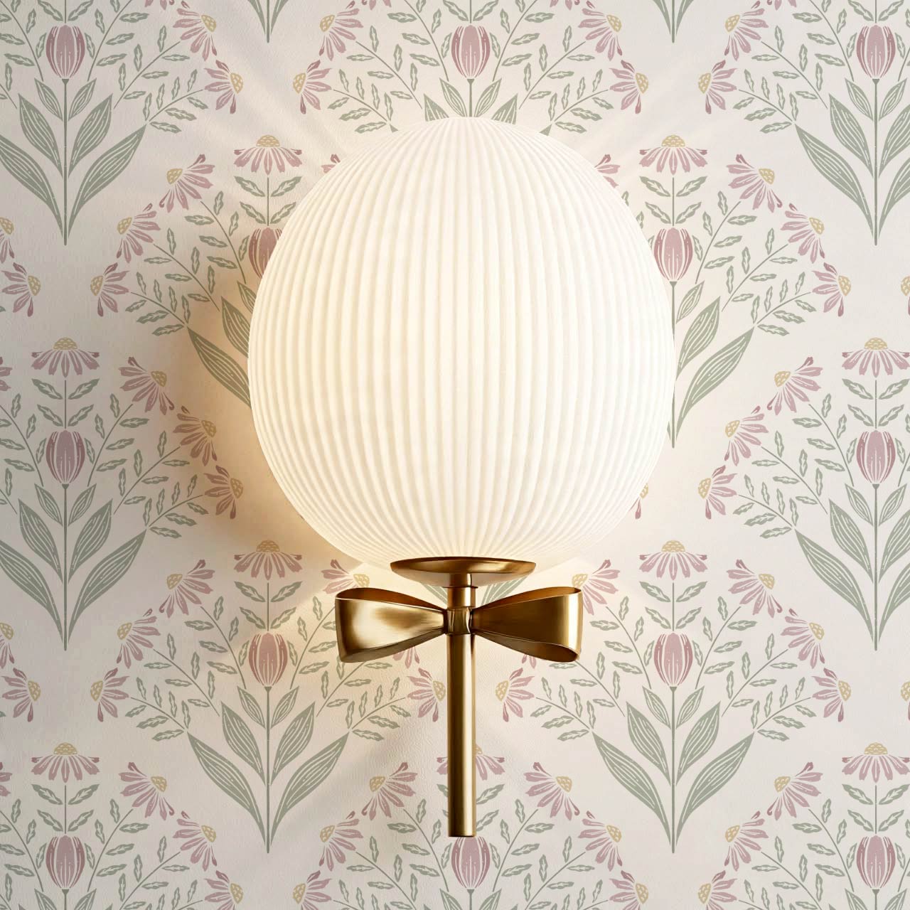 Carys Daisy Fan Sage Blush Wallpaper