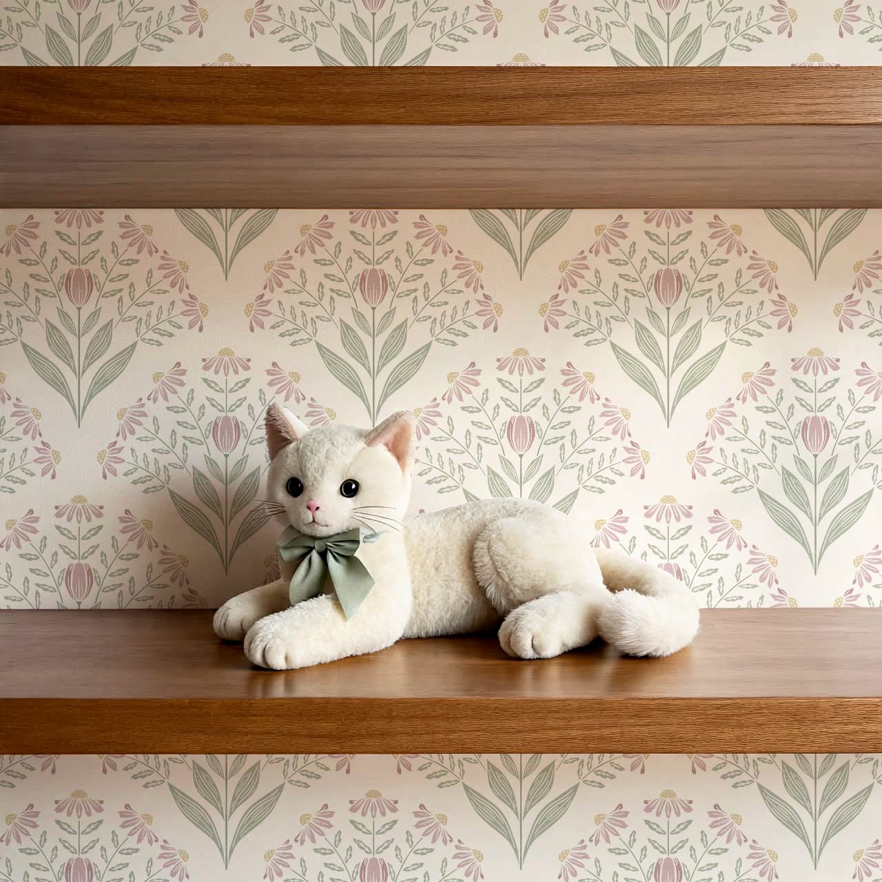 Carys Daisy Fan Sage Blush Wallpaper
