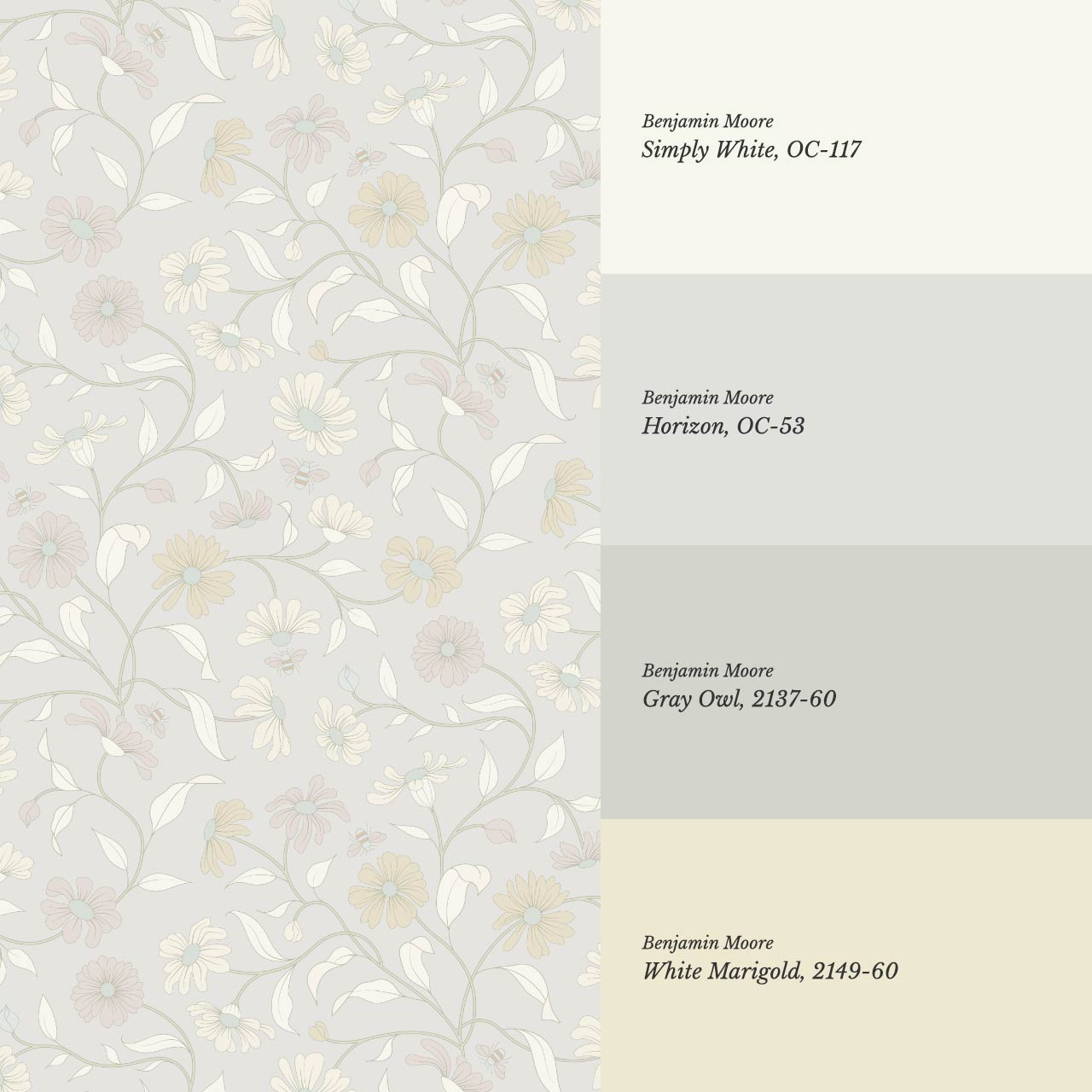 Casiane Daisy Chain Pale Cloud Wallpaper