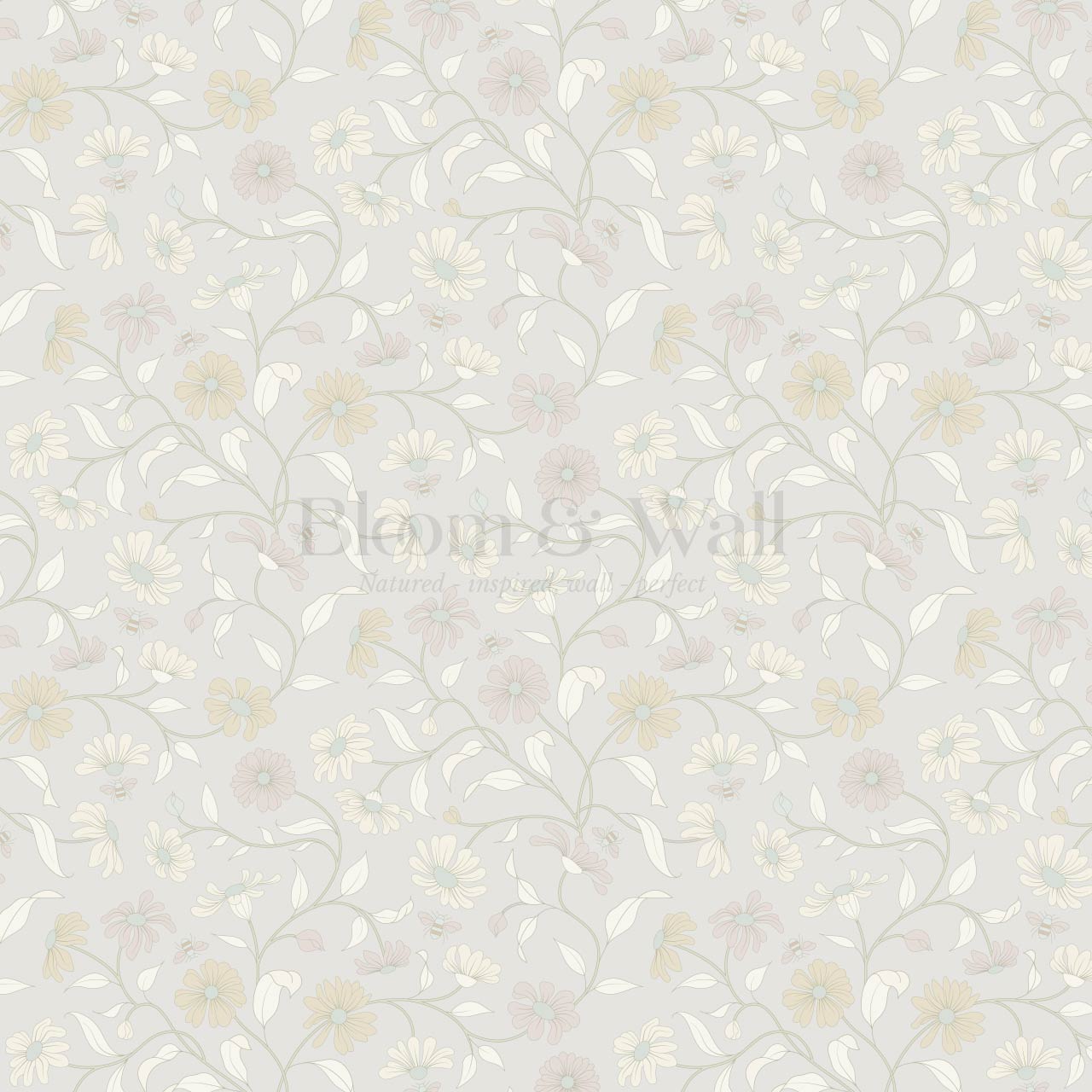 Casiane Daisy Chain Pale Cloud Wallpaper