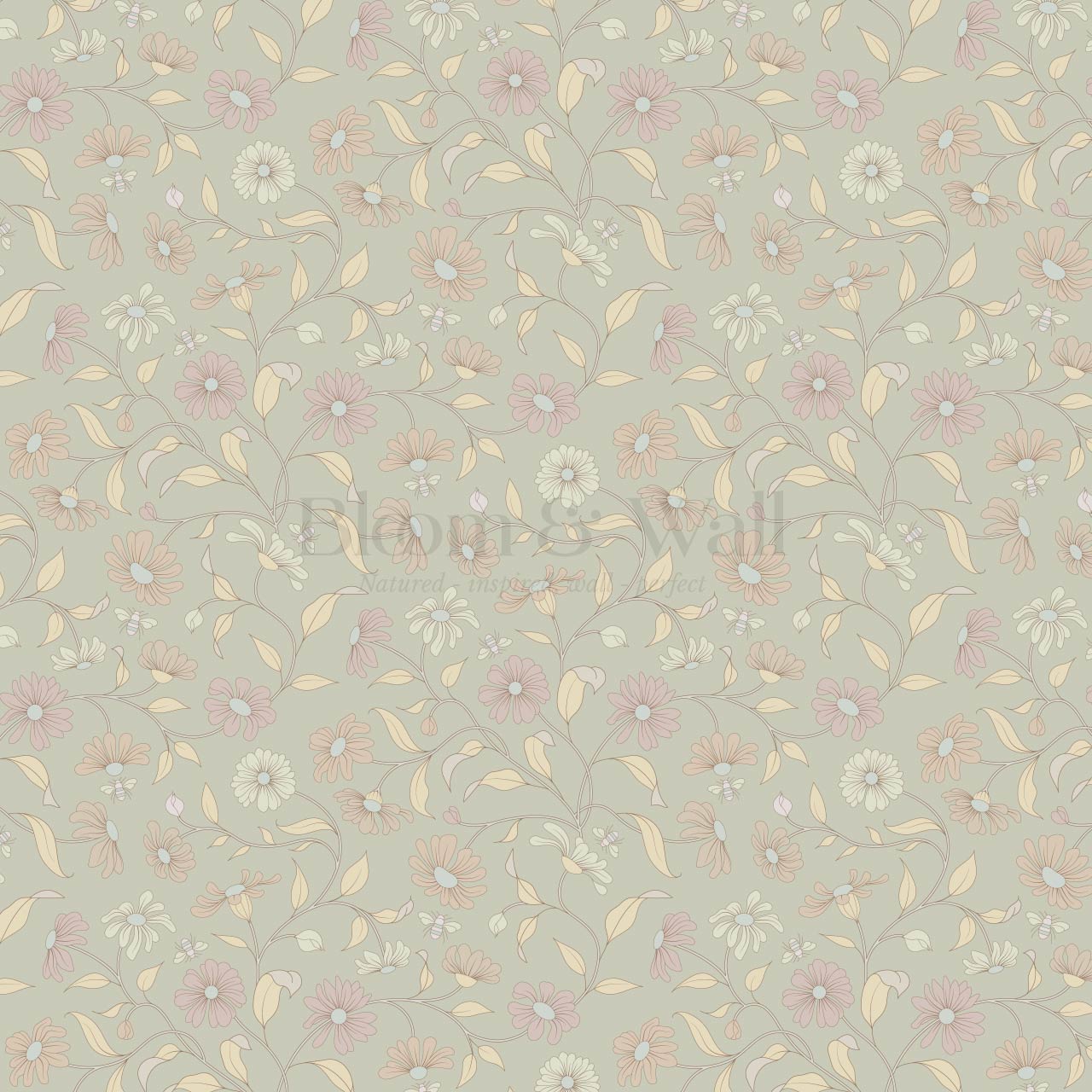 Casiane Daisy Chain Pale Sage Wallpaper