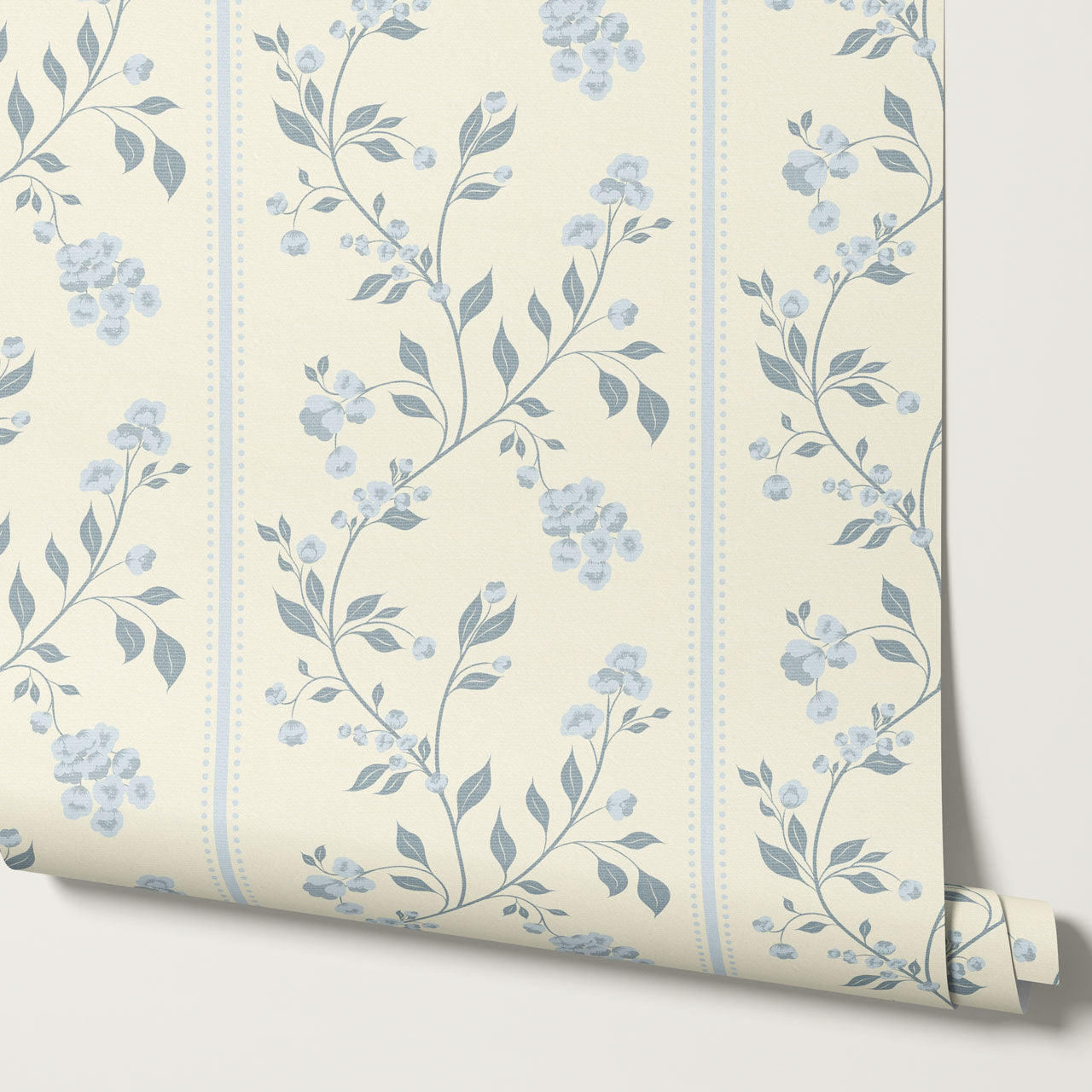 Cataleya Trailing Stripes Butter Blue Wallpaper