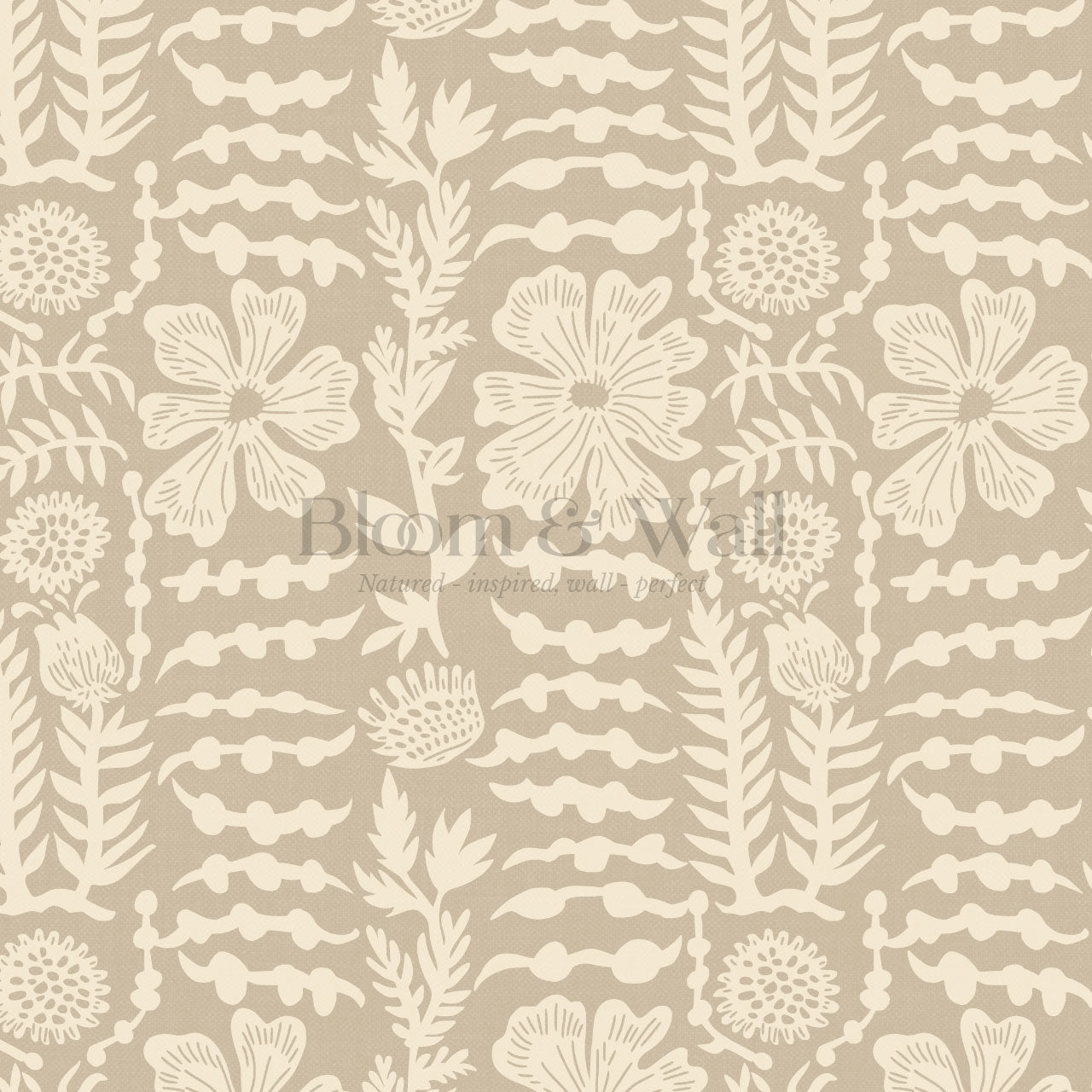Catalina Poppy Blooms Beige Wallpaper