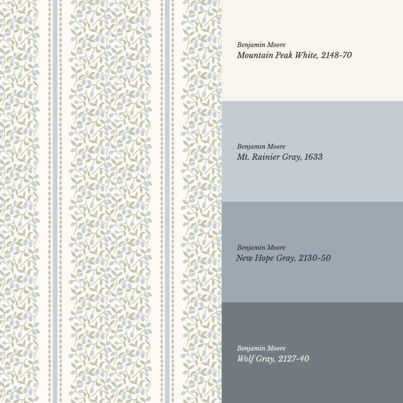Catherine Vine Stripes Blue Sage Wallpaper