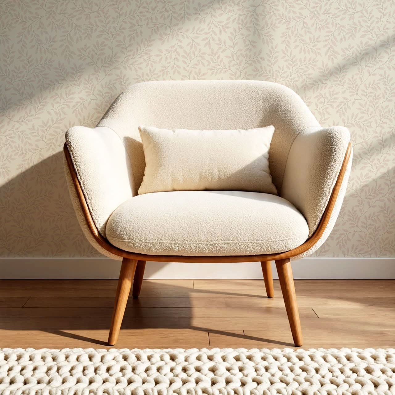 Cecilia Laurel Vines Beige Wallpaper