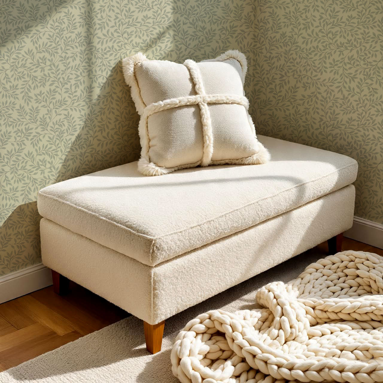 Cecilia Laurel Vines Gold Sage Wallpaper