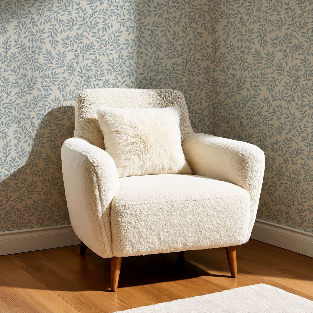 Cecilia Laurel Vines French Blue Wallpaper