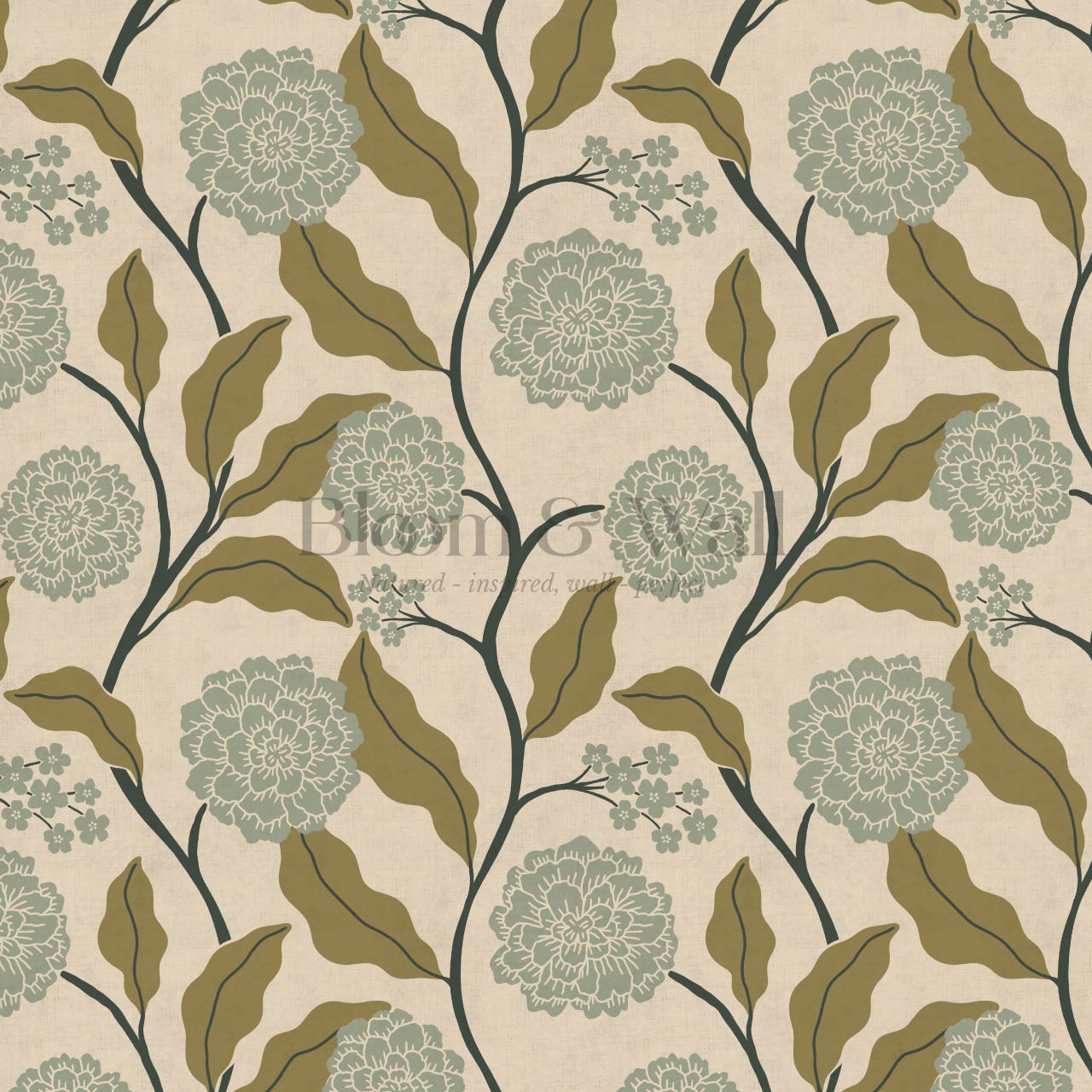 Celestina Florals Mustard Sea Glass Wallpaper