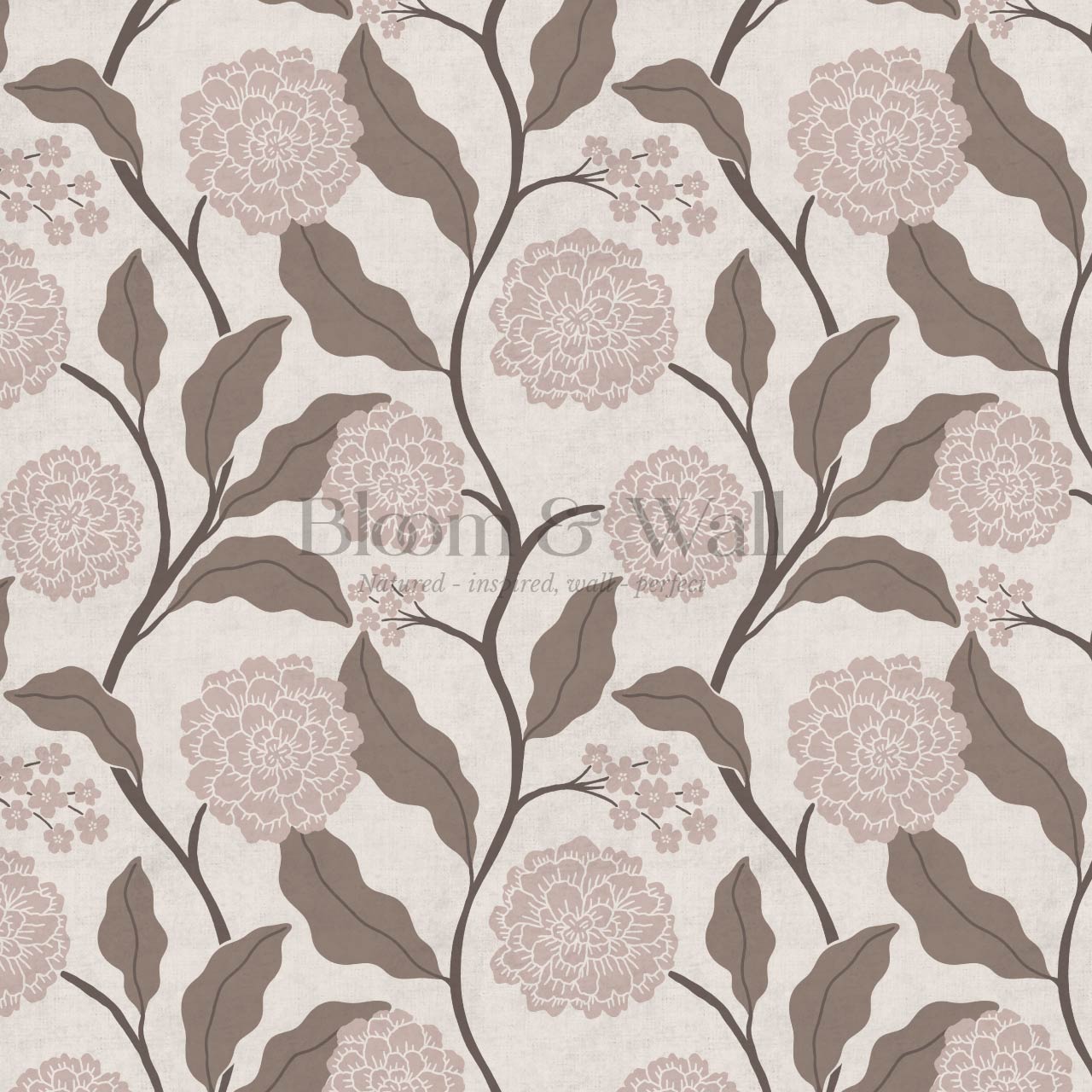 Celestina Florals Cocoa Antique Gray Wallpaper