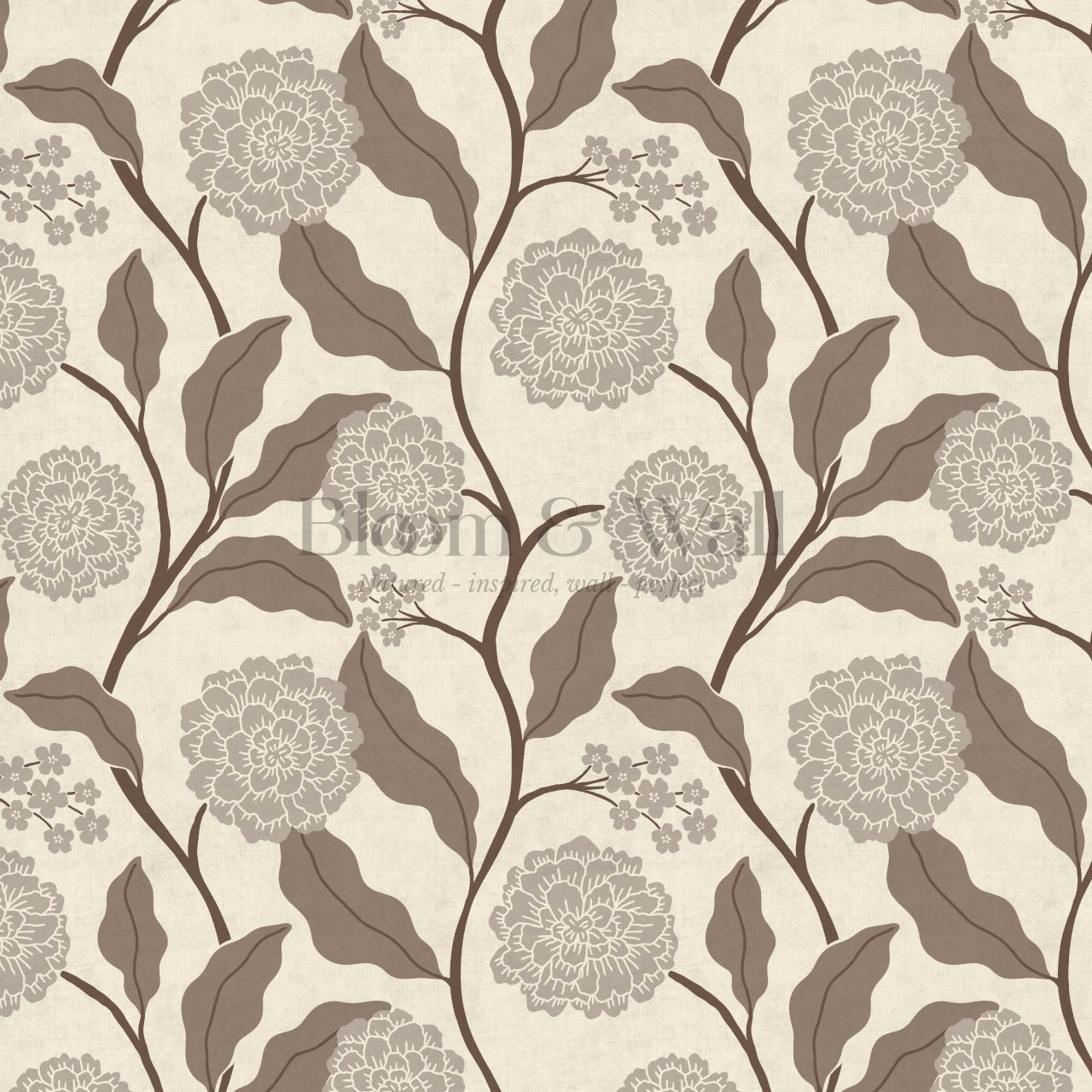 Celestina Florals Ivory Cocoa Wallpaper