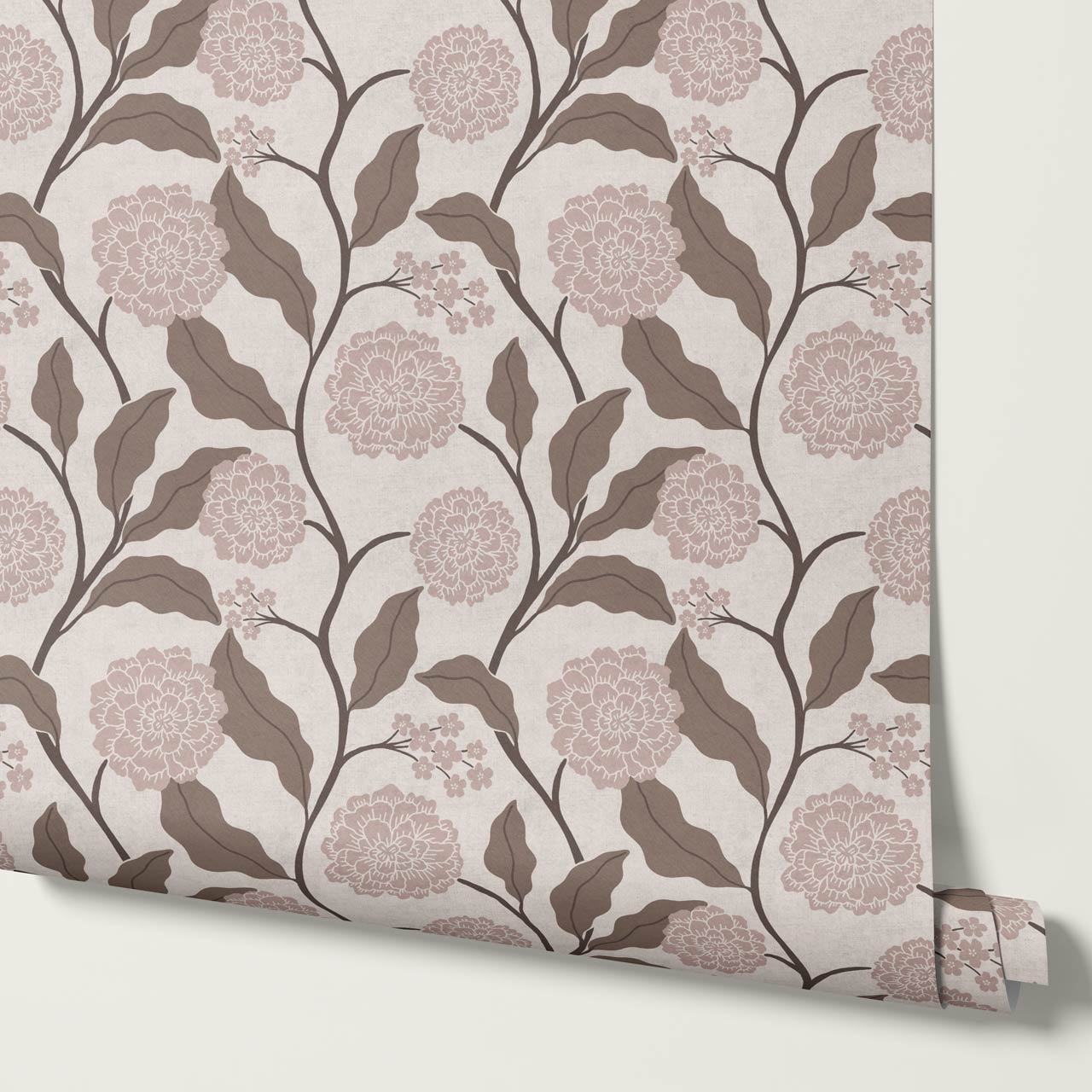 Celestina Florals Cocoa Antique Gray Wallpaper