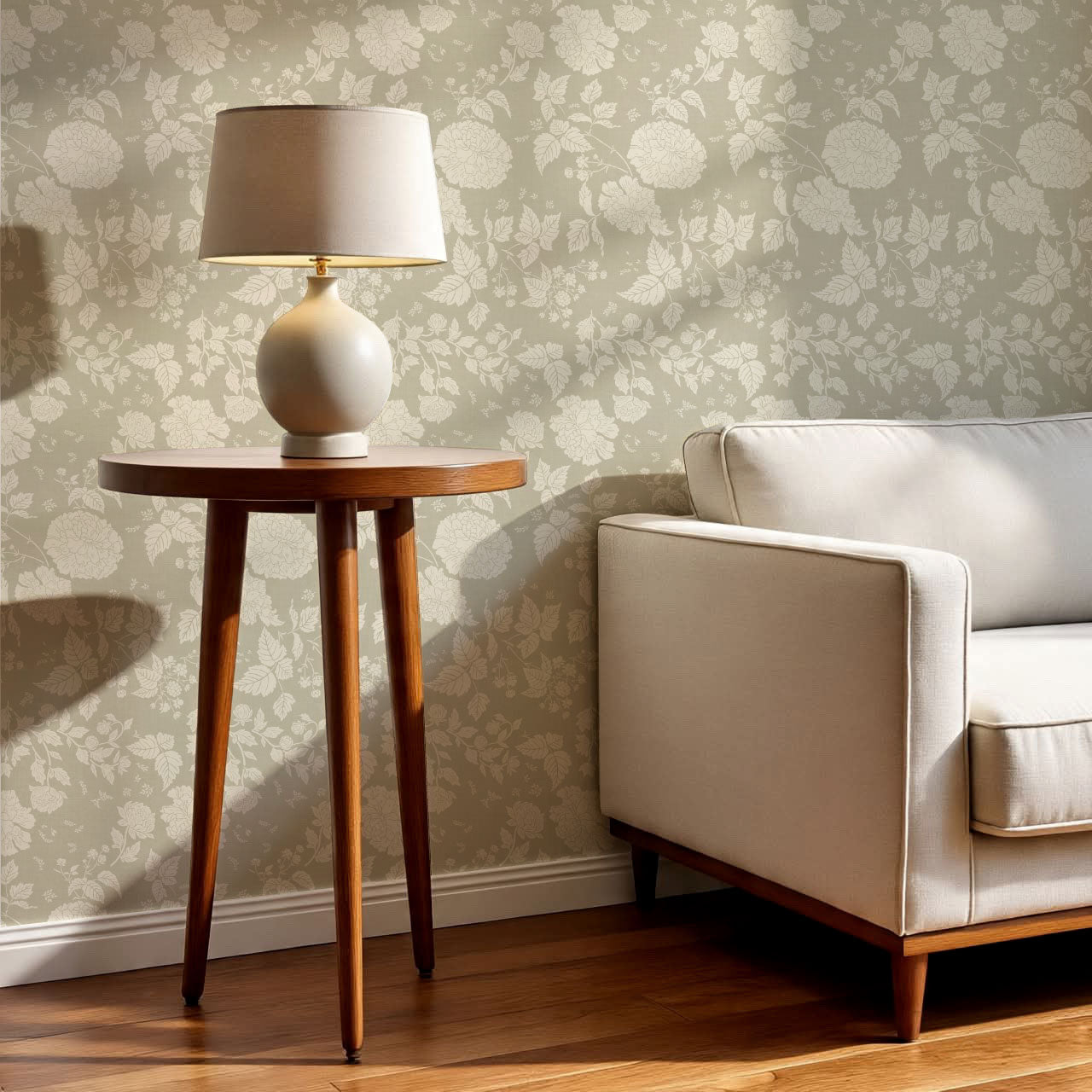 Celina Peony and Berry Vines Vintage Sage Wallpaper