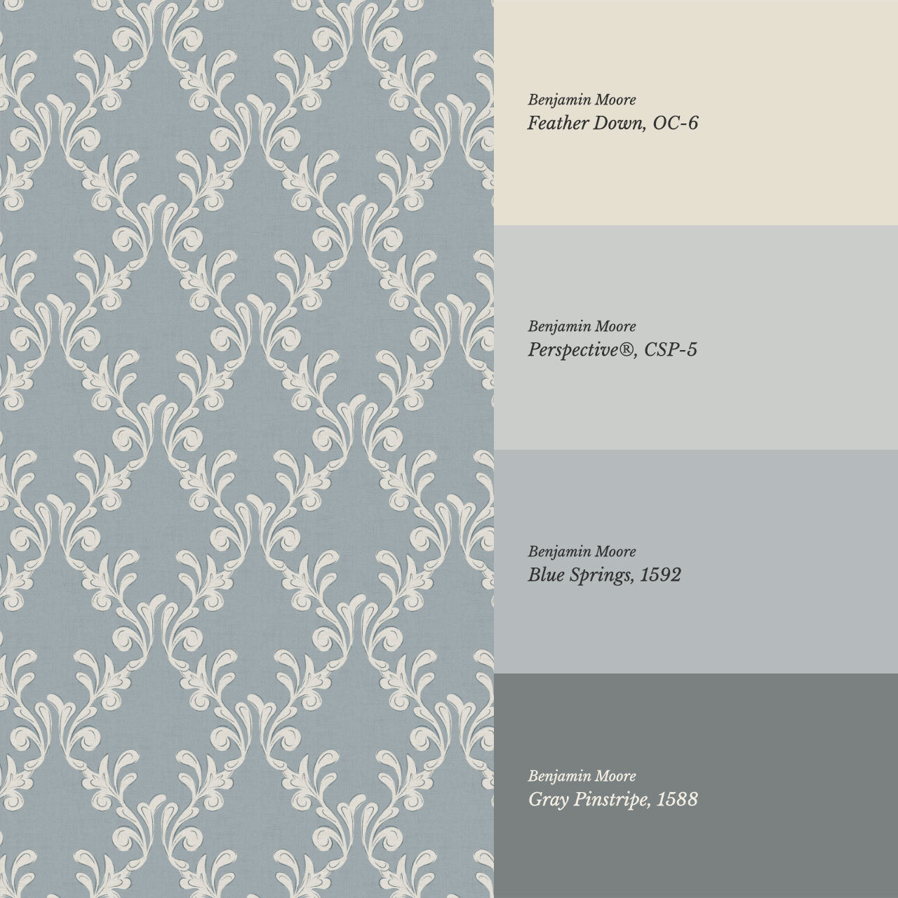 Celine Ogee Vines Misty Blue Wallpaper