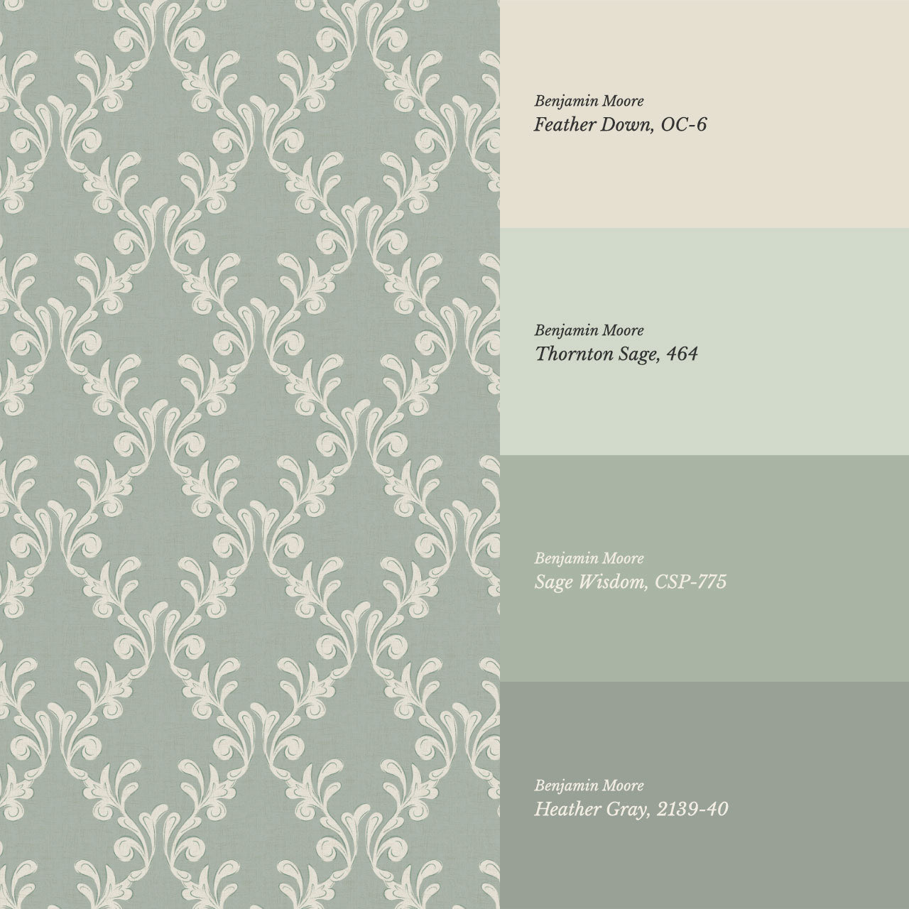 Celine Ogee Vines Silver Sage Wallpaper