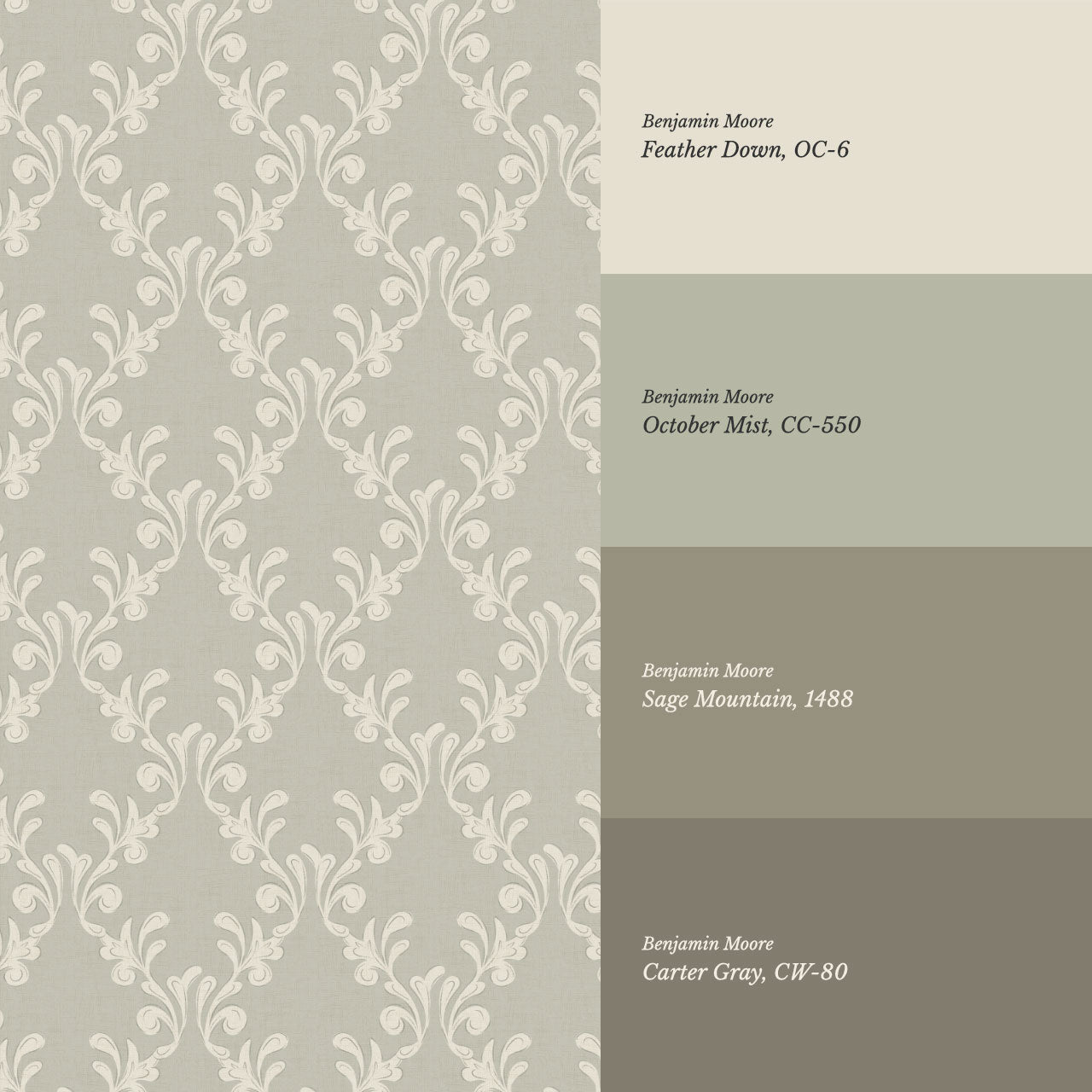 Celine Ogee Vines Powder Gray Wallpaper