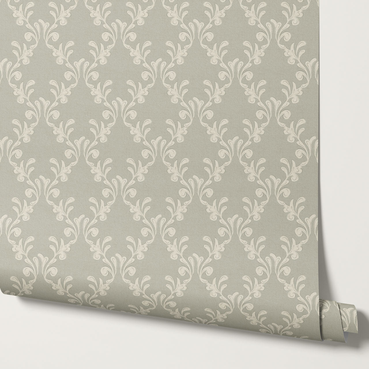Celine Ogee Vines Powder Gray Wallpaper