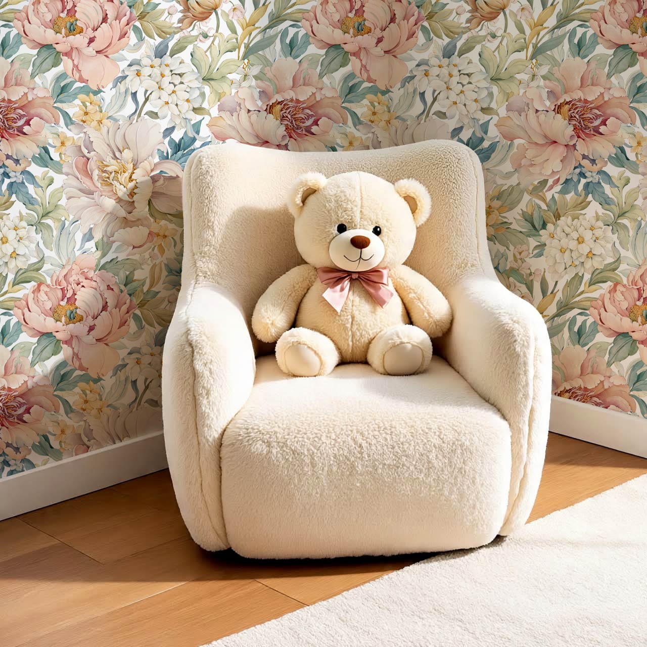 Chandelle Peony Bloom Reverie White Wallpaper