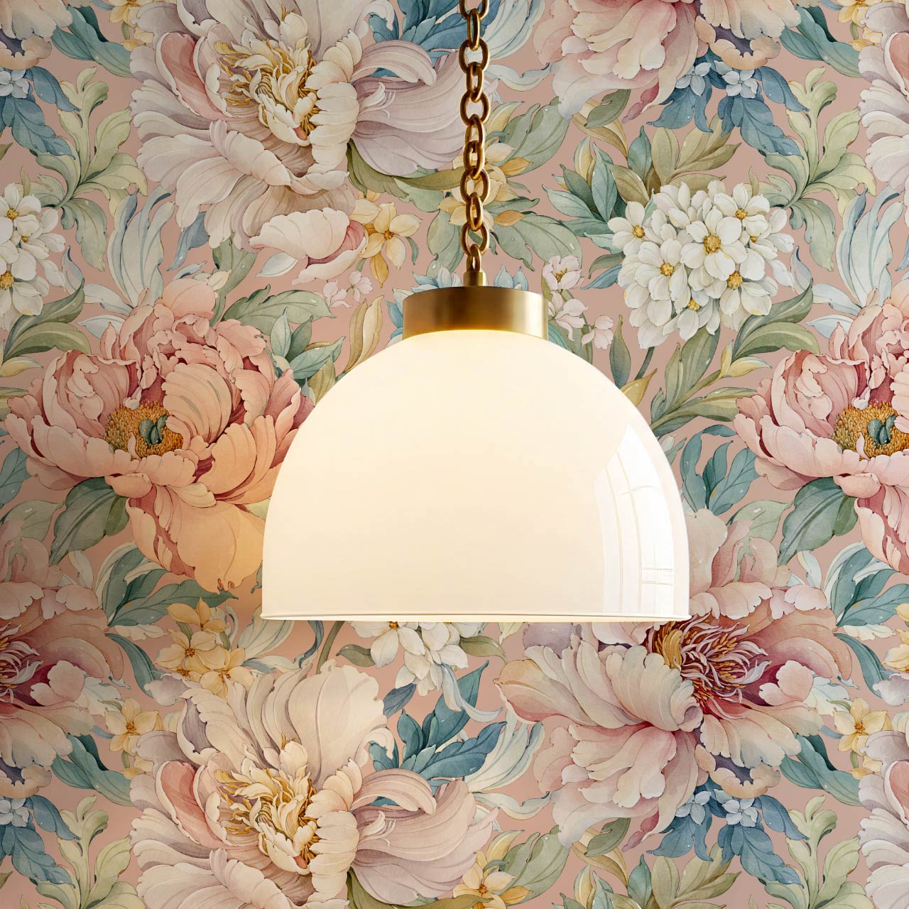 Chandelle Peony Bloom Reverie Coral Wallpaper