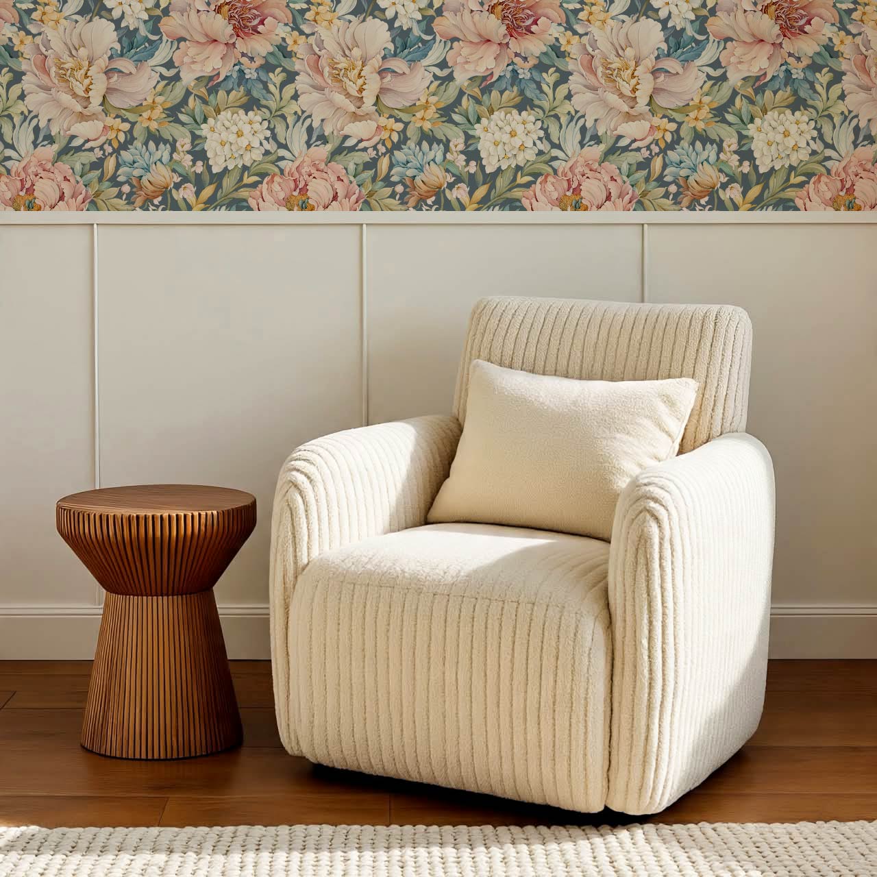 Chandelle Peony Bloom Reverie Slate Teal Wallpaper