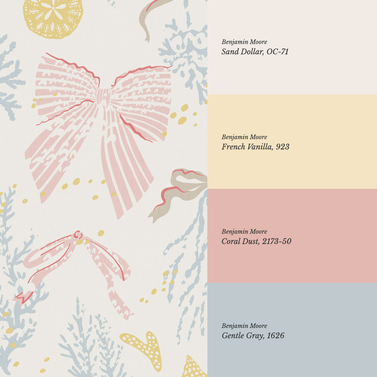Chantal Large Bows and Corals Pink Wallpaper