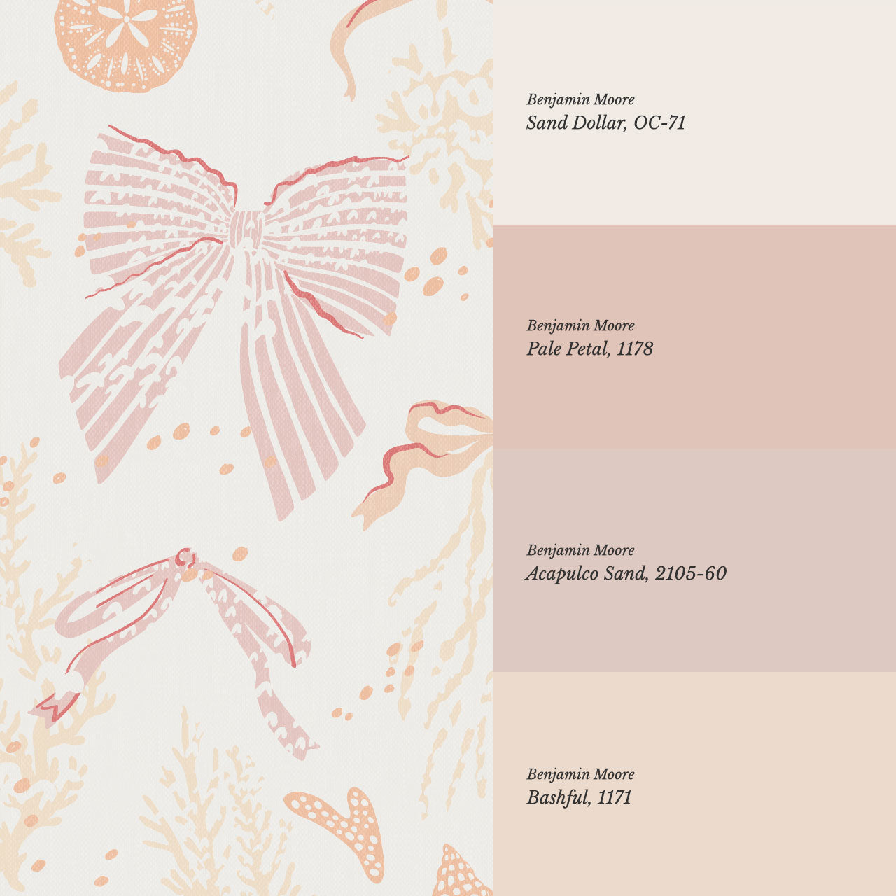 Chantal Large Bows and Corals Peach Wallpaper