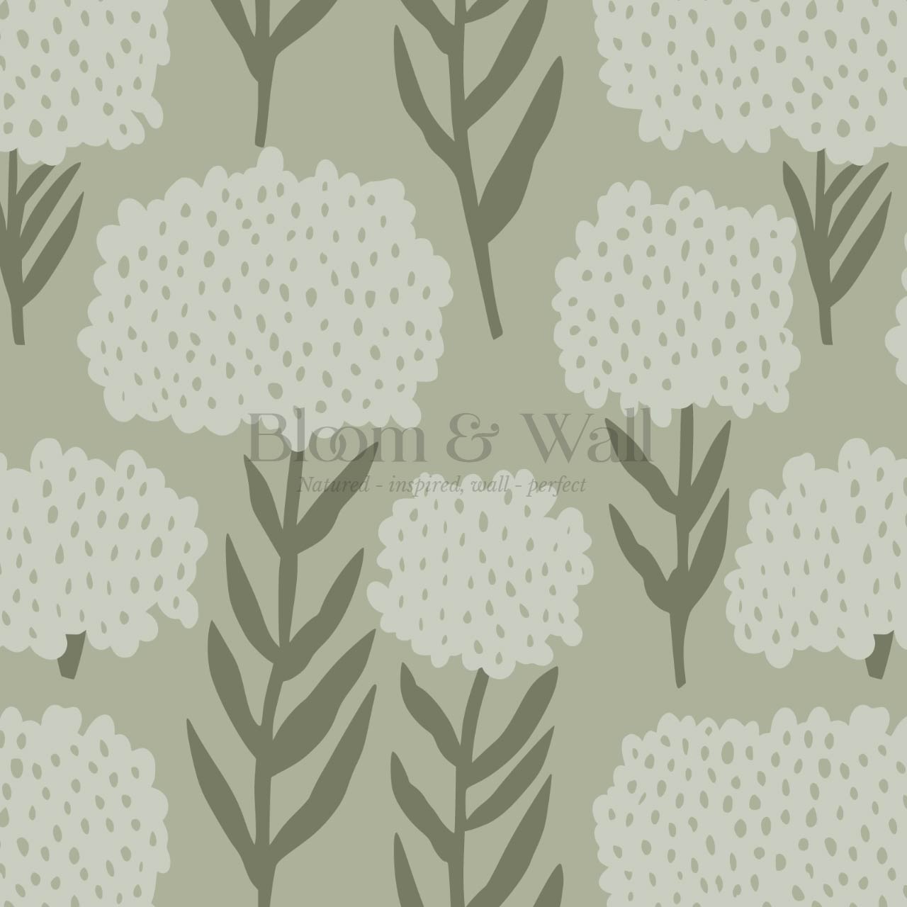 Charlotte Folk Blossom Mint Wallpaper