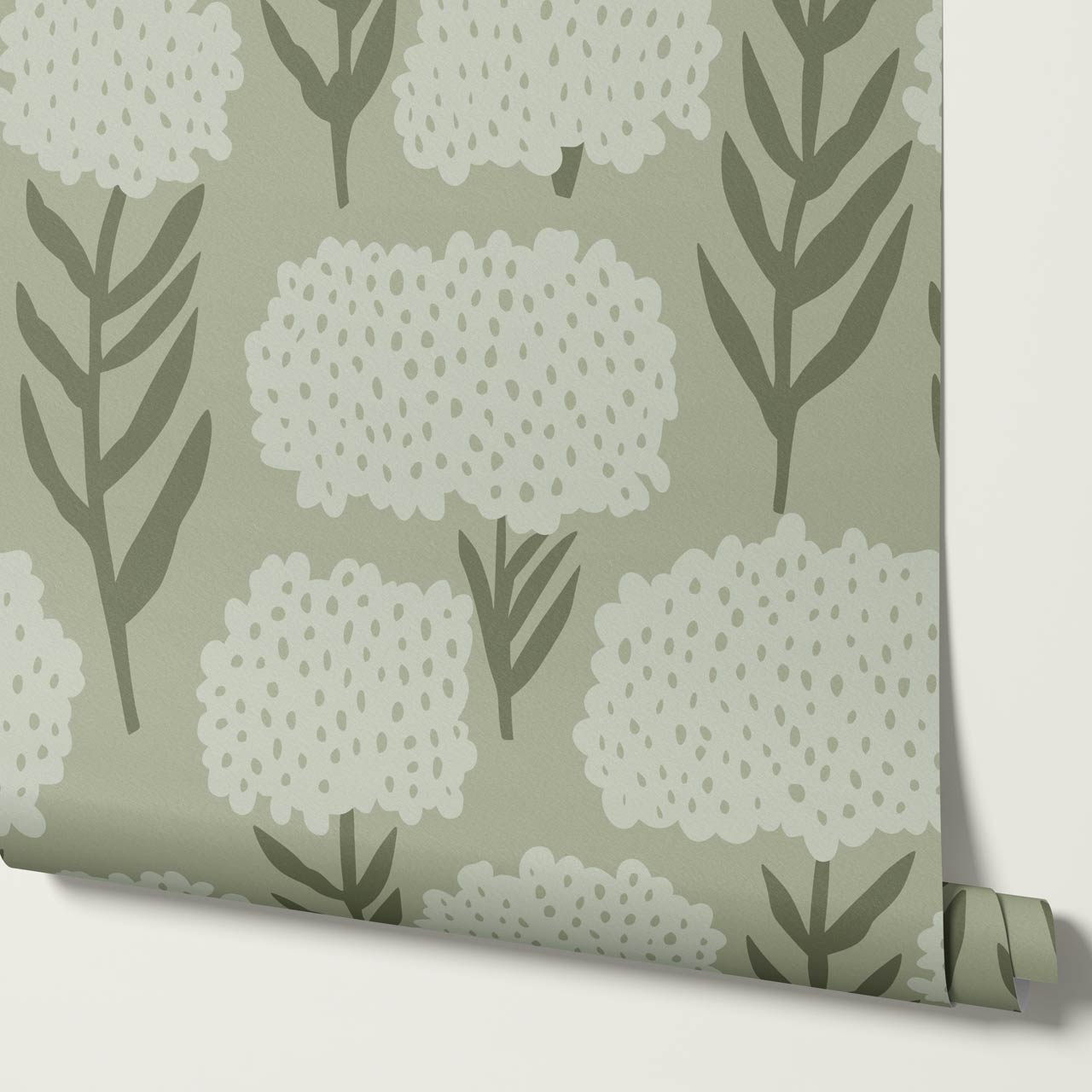 Charlotte Folk Blossom Mint Wallpaper