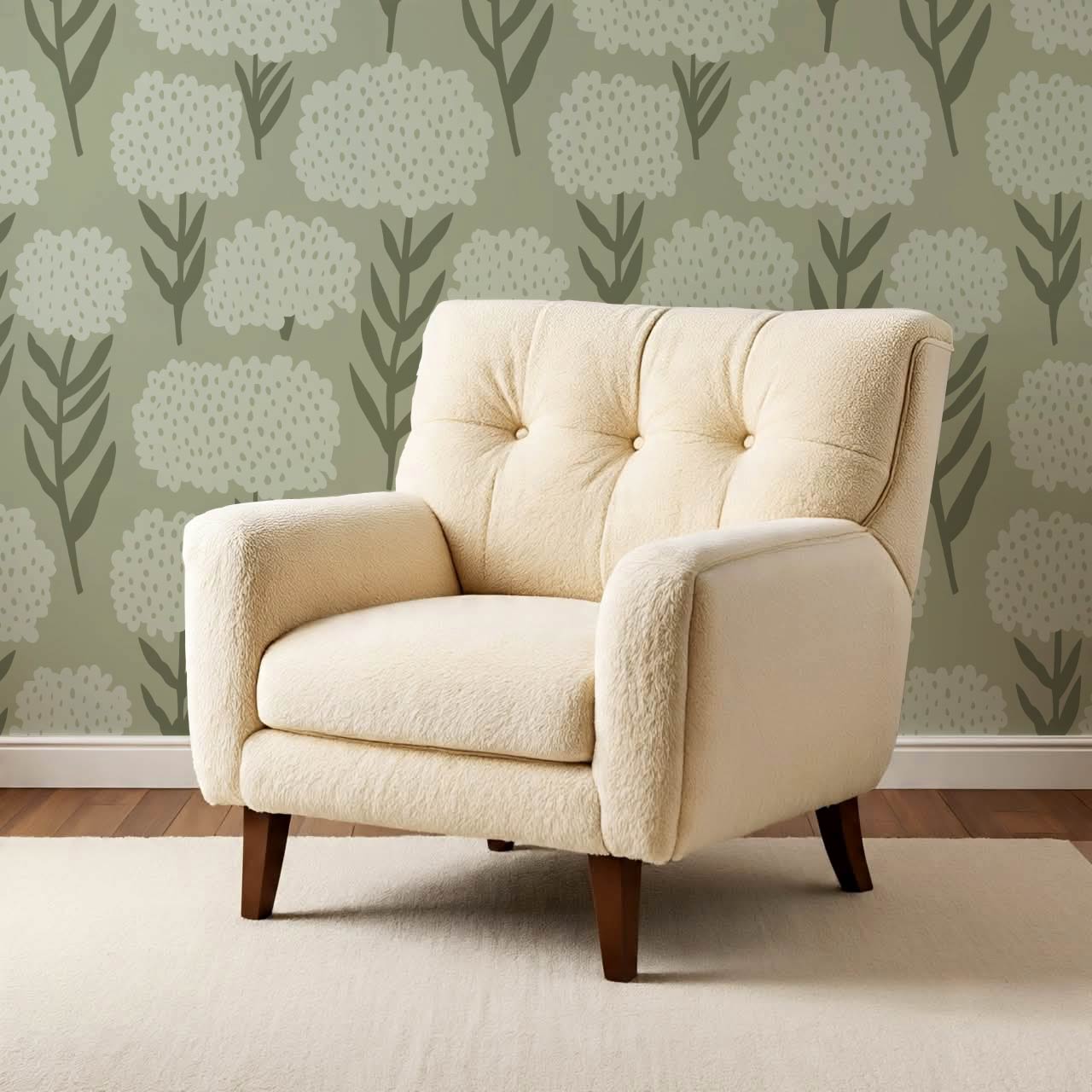 Charlotte Folk Blossom Mint Wallpaper